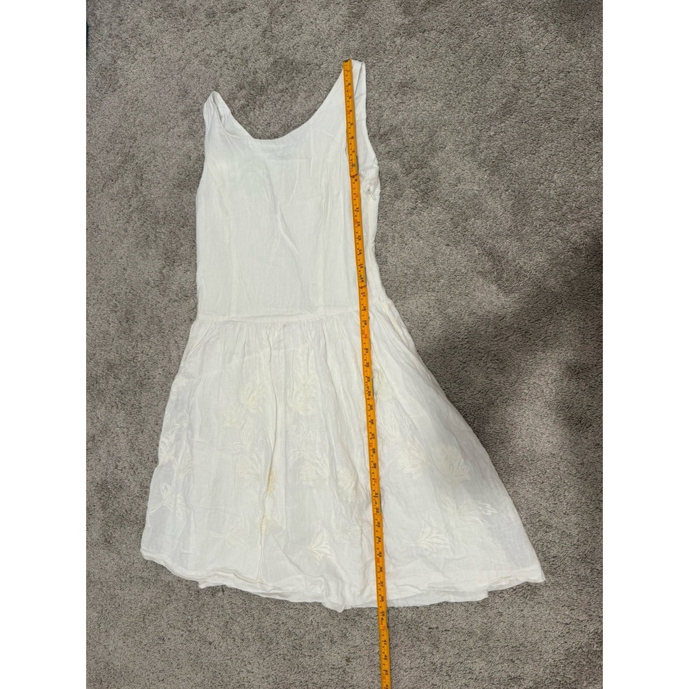 Sundance Sleeveless 100% Linen Embroidered Dress Womens 10 Ivory - Picture 4 of 7